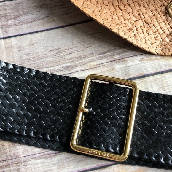 Cole Haan Accessories - Cole Haan Black Woven Leather Belt S